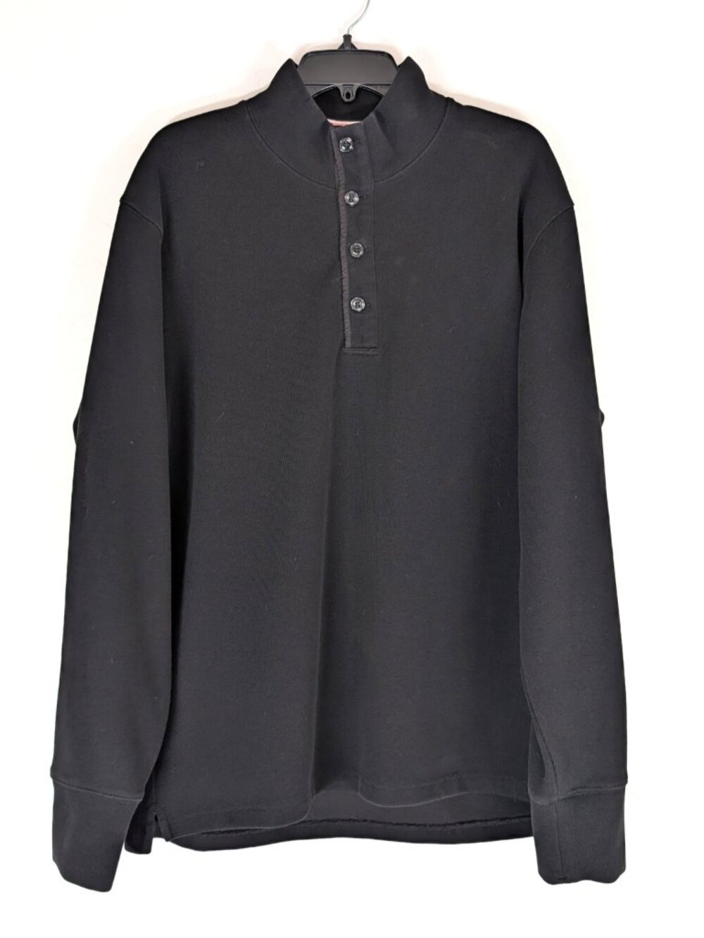 RELWEN Sweater Men's XL Black Pullover Cotton Buttons Soft Mock Neck Casual